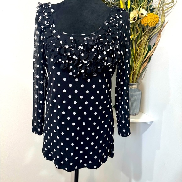 INC International Concepts Tops - International INC Concepts Polka Dot Ruffle Black and White Top Size XL Juniors